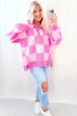 'Galena' Pink Checkered Sweater - Celes Fashion